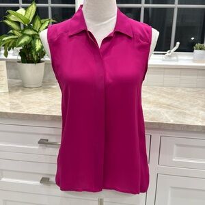 Theory sleeveless magenta pink blouse